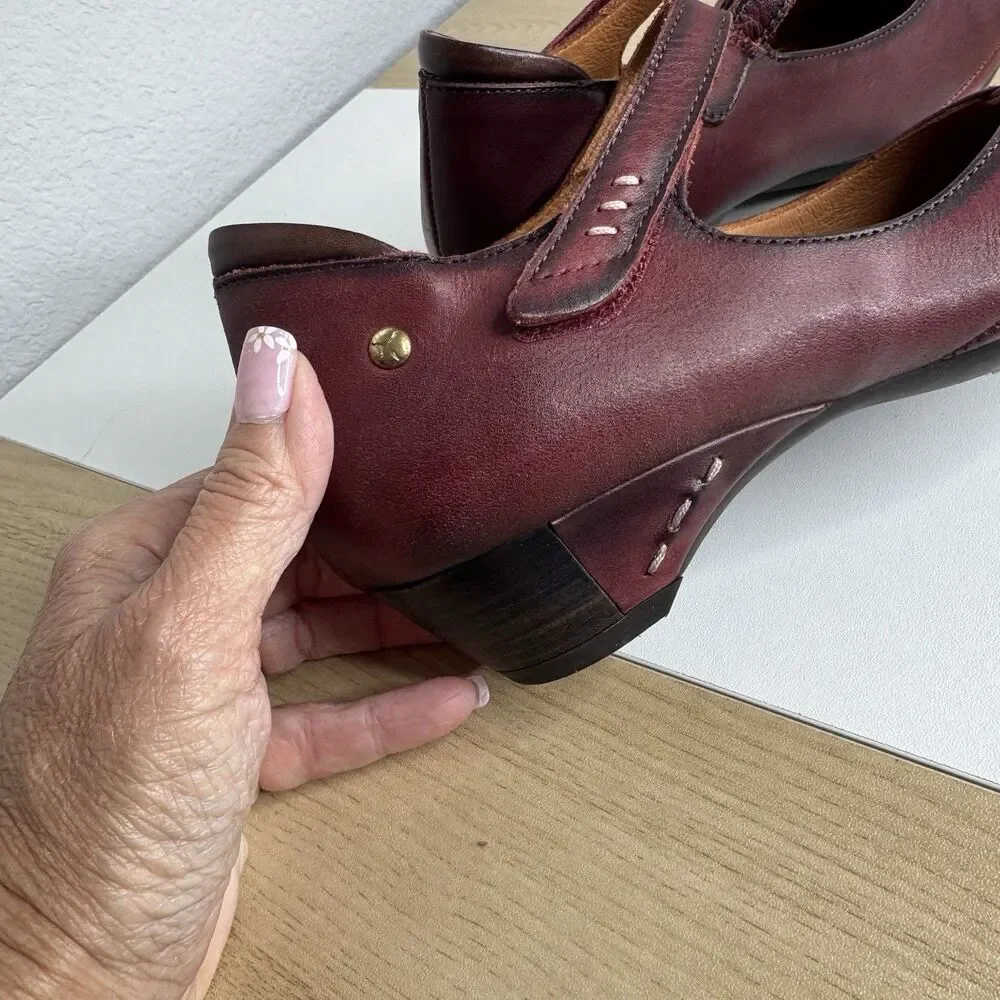 PIKOLINOS Shoes Mary Jane Pumps Gandia Arcilla Burgundy Leather Women's 36 / 6